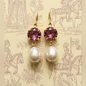 4.8 Total Carats Lab Created Alexandrite Color Changing And Pearls Earrings